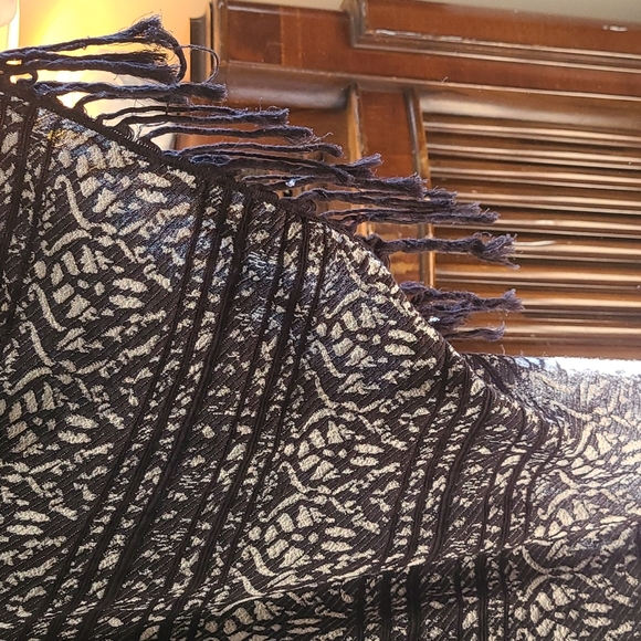 *Final Sale* Free People Kimono Black Gray Fringed - Picture 5 of 12